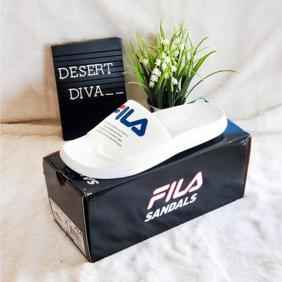 Fila Womens Shoes White 7 Drifter Luxe Slides New - Picture 4 of 5
